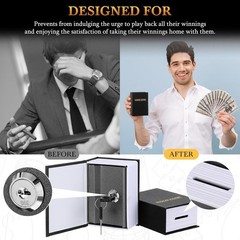 Metal Box for Gamblers, Pocket Winners Bank Casino Cash Lock Box with 2 Keys,…