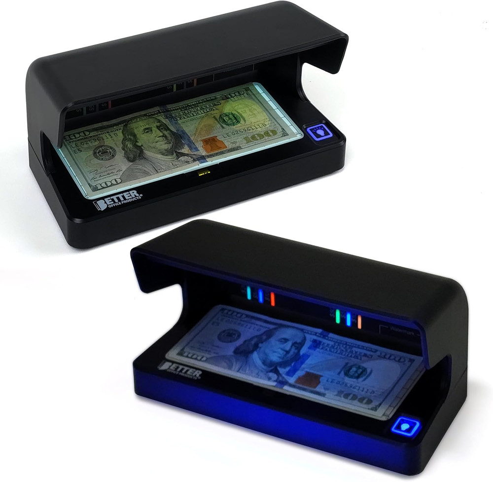 Better Office Products Counterfeit Money Detector Machine, Portable Money Checke