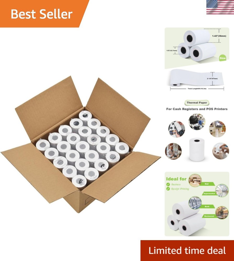 50 Rolls of 2 1/4″ x 50′ Biodegradable Thermal Receipt Paper for POS Systems