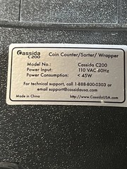 Cassida C200 Coin Sorter Digital Coin Counter Used Missing Trays