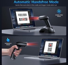 Bluetooth Barcode Scanner with USB Charging Cradle Data Receiver, 1D 2D QR Wi…