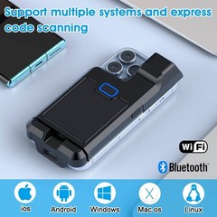 Alacrity Bluetooth 2D Barcode Scanner Back Clip QR Wireless Reader Phone Android