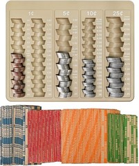 Brown Coin Counter Tray with 150 Coin Wrappers – Ultimate Sorter Solution