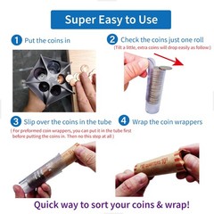 Coin Counter Coin Sorter Tubeï½œCreative 5-in-1 Change Sorter Coin Organizerï