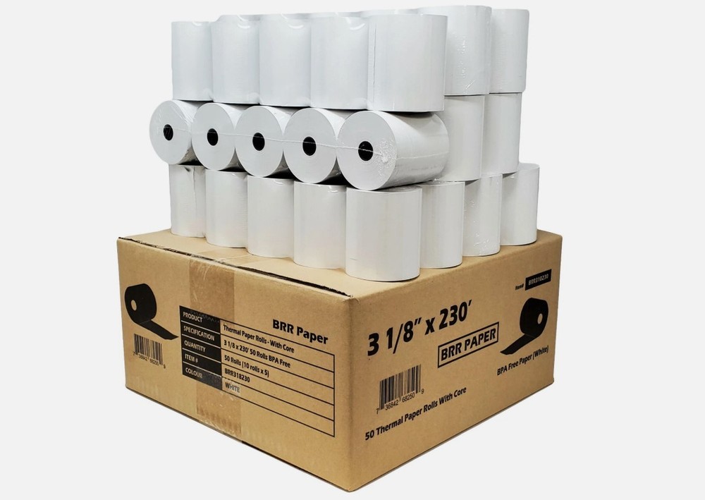 3 1/8″ x 230′ THERMAL POS RECEIPT PRINTER ROLL PAPER BPA FREE USA 50 ROLLS