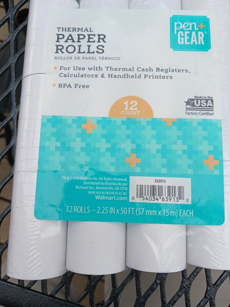 New Pen + Gear 2 1/4″ x 50′ Thermal Paper Rolls 12 Pack Cach Register Calculator
