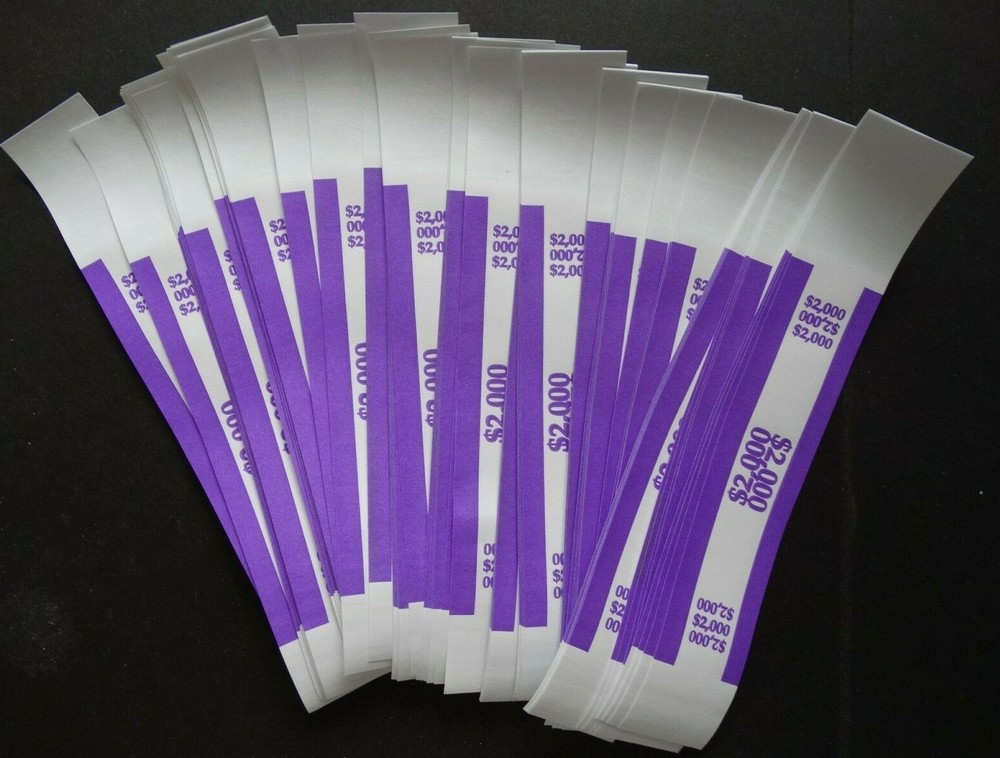 100 – Violet $2,000 Cash Money Self-Sealing Straps Currency Bands