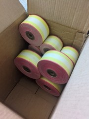 Vtg 1970 Scarce Red Yellow And White Receipt Paper Large Roll Lot (None Thermal)