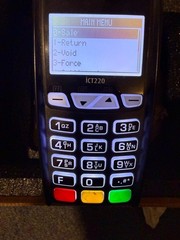 INGENICO ICT220 CREDIT CARD TERMINAL WITH CHIP READER AND 3 ROLLS OF PAPER