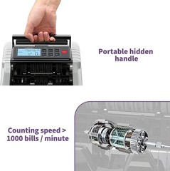 High-Speed Money Counter Machine with UV/MG/IR Counterfeit Detection – Silver