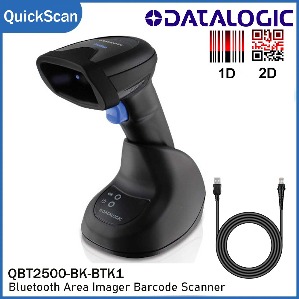 Datalogic QuickScan QBT2500-BK-BTK1 Wireless 1D 2D Barcode Scanner w/ Cradle USB