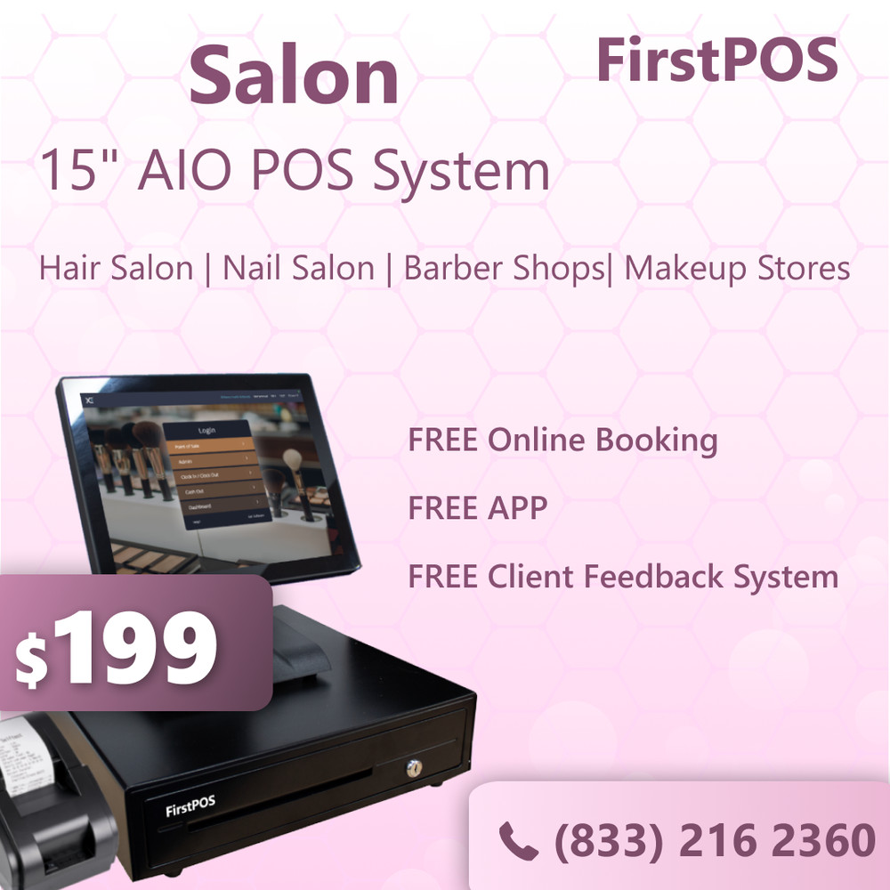 15” Touchscreen POS Cash Register Till System Salon Makeup Stores Beauty & Spa