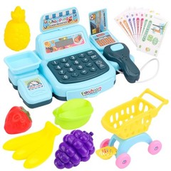 Kids Supermarket Cash Register Toy – Electronic Shopping Play Set with Lights