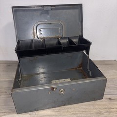 Vintage ASCO Art Steel Co New York Drab Metal Safe Deposit Box Patina No Key