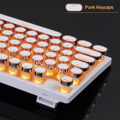 Typewriter Mechanical Gaming Keyboard, Retro Gold Punk Round Keycaps LED Back…