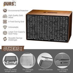 Wooden Money Saving Box, Cash Savings Box for $10000 $5000 $3000 $1000 $800 $500
