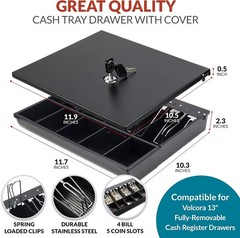 Locking Cash Drawer Tray – 4 Bill & 5 Coin Organizer (11.7″ x 10.3″)